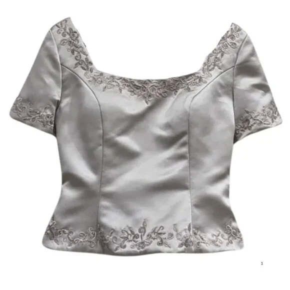 Donna Gray Silver Two-Piece Formal Set Size 6 Elegant Evening (EUC) - Picture 2 of 9